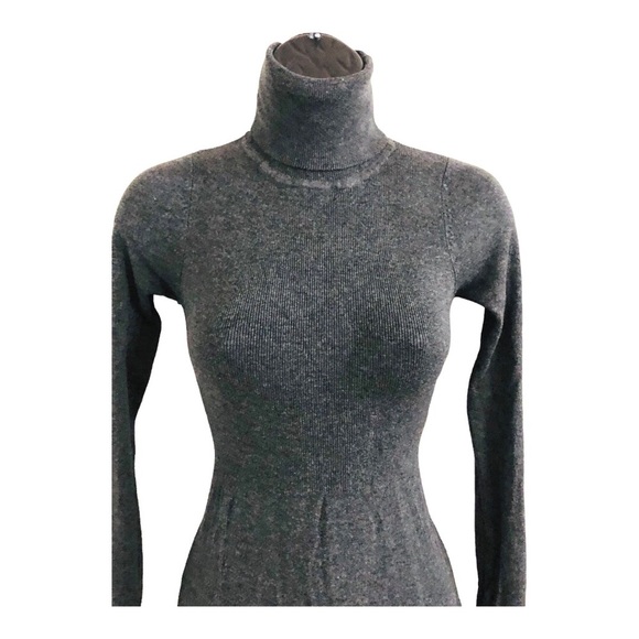 Zara charcoal gray knit stretch turtleneck fitted long sleeve sweater dress‎ - Picture 7 of 16